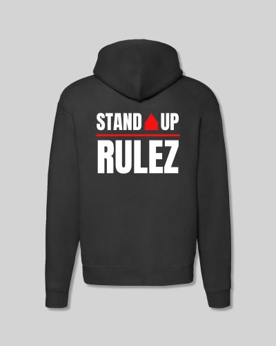 Stand Up Rulez felpa zip print hooded black