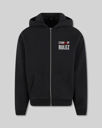 Stand Up Rulez felpa zip logo cucito hooded black
